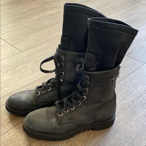 RtA Leather Hybrid Combat Boots w Sock Layer Detail EUR 38 UK 6